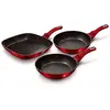 Image de Set de 2 Poêles à Frire 1 Grill Induction 20-24-28cm Aluminium, Antiadhésif Berlinger Haus Burgundy Rouge