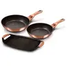 Image de Set de Poêles à Frire Induction 22- 26cm, Plaque à griller Aluminium Antiadhésif Berlinger Haus Rose Gold Or rose