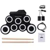 Image de Batterie électronique, portable électronique Roll Up Tambour, Tambour Pliante Portative avec Pédales et Baguettes pour Enfants,blanc