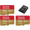Image de Lot de 3PCS Carte Mémoire Micro SDXC Extreme 256 Go Classe 10, U3, V30 jusqu'à 190Mb/s écritures 130Mb/s carte microSDXC