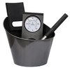 Image de Black Steel Set d'accessoires pour Sauna avec Seau et louche, Thermo-hygromètre en Acier Inoxydable Noir