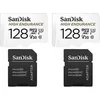 Image de 2PCS Carte mémoire micro sdxc High Endurance 128 Go Video Class V30 / UHS-I U3 / Class10 lecture 100MB/s écriture 40MB/s
