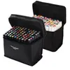 Image de Kit de 80 Feutres Marqueur Huile-alcool Double 1mm-6mm 80 Couleurs Graphique + Sac de Crayon pour la conception de paysage Noir