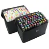 Image de Kit de 80 Feutres Marqueur Huile-alcool Double 1mm-6mm 80 Couleurs Graphique + Sac de Crayon pour le design de mode Noir