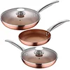Image de Poêles antiadhésives Lot de 3 poêles de 20, 24 et 28 cm de diamètre et 2 couvercles En aluminium pressé Revêtement Multiclad Tous types de cuisinières en occasion ou reconditionné