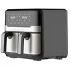 Image de Friteuse à air chaud 2400 W revêtement anti-adhésif, boîtier Cool-Touch, fonction minuteur, protection contre la surchauffe, avec écran noir,acier