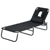 Image de Transat de jardin chaise longue pliante bain de soleil pour lecture noir