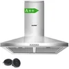 Image de Hotte Aspirante 60cm - 400 m³/h - Classe A++ - 2 Filtres à Charbon - 3 Vitesses - Recyclage & Evacuation - LED lampe - Inox