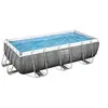 Image de - Power Steel - Piscine tubulaire avec pompe de filtration et échelle de piscine - 404x201x100 cm - Impression rotin - Rectangulaire