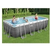 Image de - Power Steel - Piscine tubulaire avec pompe de filtration et accessoires - 488x244x122 cm - Impression rotin - Rectangulaire