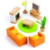Image de Jouet Hape - Salon Multimédia Hape pour Salon de Maison de Poupée - Meubles Maison de Poupée et Accessoires pour Salon en Bois - Mobilier et Décoration - Enfant à partir de 3 Ans - Coffret 12 Pièces en occasion ou reconditionné