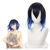 Image de Cheveux mi-longs pour hommes Noir dégradé bleu Perruques Parti-accueil Anime Cosplay Demon Slayer-Hashibira Inosuke