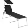Image de Chaise longue avec pare-soleil, Noir