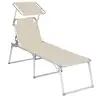 Image de Chaise longue avec pare-soleil, Beige