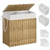 Image de SONGMICS Panier à linge tissé à la main, 110L Corbeille à linge artisanale, en Rotin synthétique, 2 Compartiments, avec Couvercle et Poignées, Pliable, Doublure amovible, Naturel LCB52NL en occasion ou reconditionné