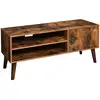 Image de Meuble TV montage facile, Marron Rustique + Noir / 40 x 110 x 49.5 cm