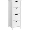 Image de LHC40W Meuble de Salle de Bain avec 4 Tiroirs, Commode, 30 x 30 x 82 cm pour Salon, Cuisine et Couloir, Gain de Place Blanc