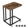 Image de Table basse, avec structure en métal et roulettes, marron rustique LNT50X