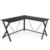 Image de Table d'angle en forme de L gain de place, Marron Rustique + Noir