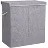 Image de Panier à linge 2 compartiments pliable, Gris