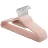 Image de 20 Cintres en velours pivotant antiglisse, Rose Clair + Argent