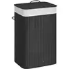 Image de Panier à linge en bambou pliable, Noir