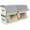 Image de Boîte de rangement avec couvercle, Beige + Gris