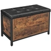 Image de Banc avec coffre de rangement Cuir synthétique noir, Brun rustique LSC80BX