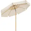 Image de Parasol 3 m rond avec mât en bois, Beige