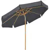 Image de Parasol 3 m rond avec mât en bois, Gris