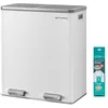 Image de SONGMICS Poubelle à Double Compartiment 2 x 30 L, avec 15 Sacs Poubelles, Pédales en Métal, 2 Seaux Intérieurs en Plastique, Couvercles, Poignées, Fermeture en Douceur, Blanc et Gris LTB60WT en occasion ou reconditionné