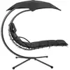 Image de Chaise longue suspendue avec support, Noir