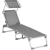 Image de Chaise longue pliable avec dossier, Gris Foncé / 193 x 53 x 31 cm / sans matelas