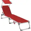 Image de Chaise longue pliable avec dossier, Rouge Couleur / 193 x 53 x 31 cm / sans matelas