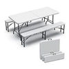 Image de Ensemble de table et bancs camping pliables 180cm hdpe blanc