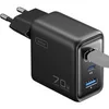 Image de Chargeur Secteur GaN 70W 2 Ports USB-C PD / USB-A et Prise Pliable Noir