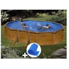 Image de Kit piscine acier aspect bois Gré Sicilia ovale 5,27 x 3,27 x 1,22 m + Bâche à bulles