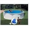 Image de Kit piscine acier blanc Gré Bora Bora ronde 4,80 x 1,22 m + Bâche à bulles