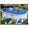 Image de Kit piscine acier blanc Gré Atlantis ovale 5,27 x 3,27 x 1,32 m + Bâche hiver + Bâche à bulles