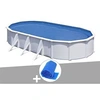 Image de Kit piscine acier blanc Gré Fidji ovale 6,34 x 3,99 x 1,22 m + Bâche à bulles