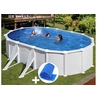 Image de Kit piscine acier blanc Gré Atlantis ovale 6,34 x 3,99 x 1,32 m + Bâche à bulles