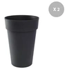 Image de Lot de 2 Pots de fleur rond Toscane Ø 44 x H.53 cm Anthracite -