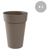 Image de Lot de 2 Pots de fleur rond Toscane Ø 44 x H.53 cm Taupe -
