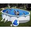 Image de Kit piscine acier blanc Gré Bora Bora ovale 6,34 x 3,99 x 1,22 m + Bâche à bulles