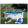 Image de Kit piscine acier blanc Gré Atlantis ronde 4,80 x 1,32 m + Bâche hiver + Bâche à bulles