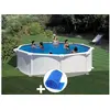 Image de Kit piscine acier blanc Gré Atlantis ronde 4,80 x 1,32 m + Bâche à bulles
