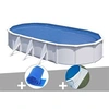Image de Kit piscine acier blanc Gré Fidji ovale 6,34 x 3,99 x 1,22 m + Bâche à bulles + Tapis de sol
