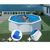 Image de Kit piscine acier blanc Gré Fidji ronde 3,70 x 1,22 m + Bâche à bulles + Tapis de sol