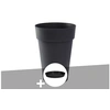 Image de Pot de fleur rond Toscane Ø 44 x H.53 cm Anthracite + Soucoupe -