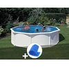 Image de Kit piscine acier blanc Gré Fidji ronde 4,80 x 1,22 m + Bâche à bulles